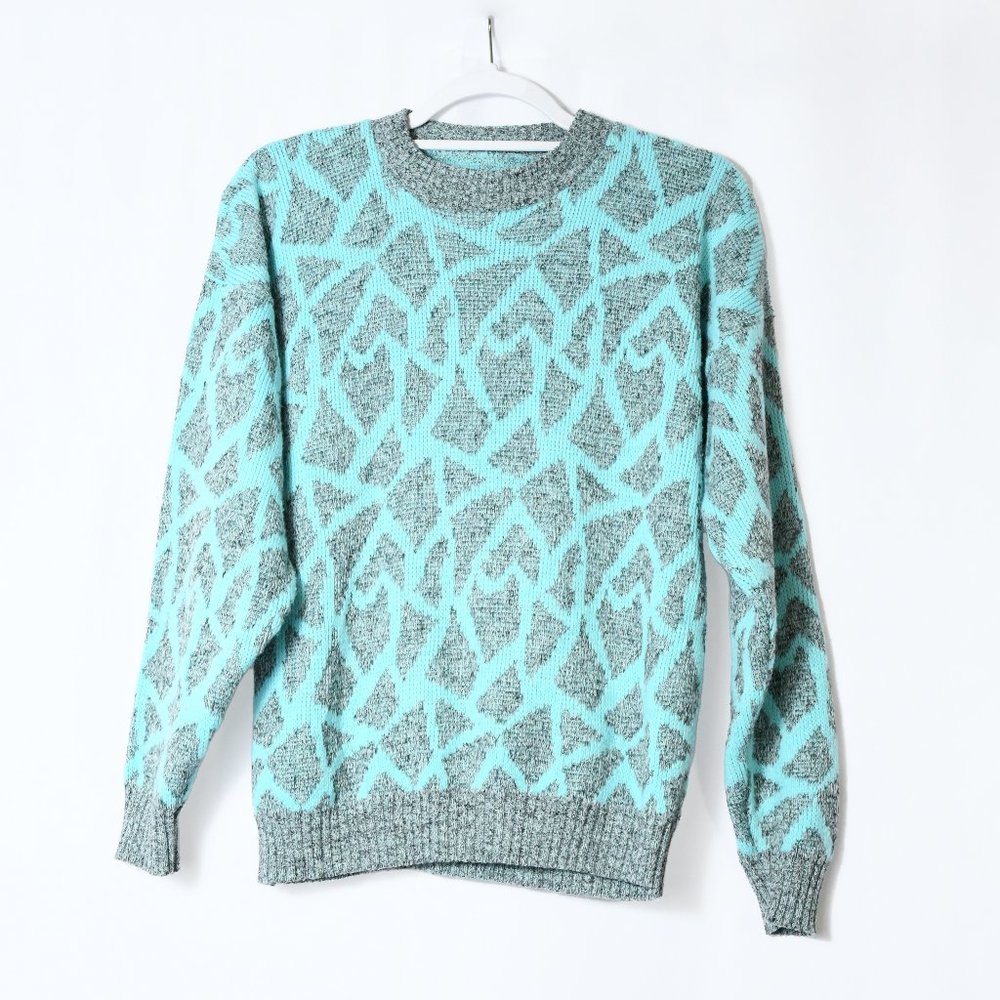 Geometric Turquoise Pullover